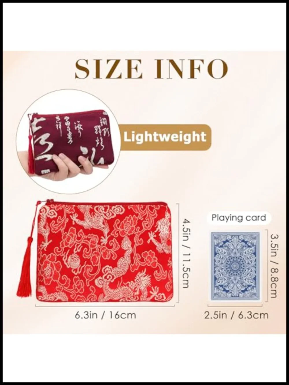 2pc Chinese Silk Brocade Padded Tassel Zipper Jewelry Pouch Gift Bag